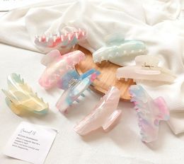 2022 Summer Korean Colorful Marble Acrylic 11CM Large Hair Clip Hair Claw For Women Sweet Girl Buttercream Shark Clip Whole9722982