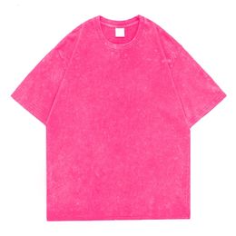 Pink Cotton Tshirt women Acid Washed T Shirt For Men Unisex Vintage Oversized T-shirt Y2k Casual Top Tee Mens Clothing 240417