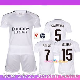 New 24/25 Real MaDRiD BELLINGHAM VINI JR Soccer Jersey Camisetas Kids Kit 2024 Home Football Shirt MODRIC RODRYGO COURTOIS VALVERDE white uniform