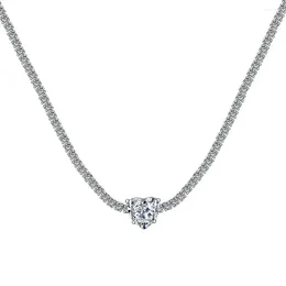 Chains STL Japanese And Korean Light Luxury S925 Pure Silver Necklace With Premium 8A Zircon Inlaid Flower Cut