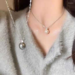 Choker 316L Stainless Steel Simple Pearl Microset Zircon Pendant Necklace For Women Fashion Clavicle Chain Jewellery Gift Party
