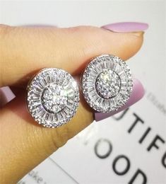 2022 Top Sell Stud Earrings Luxury Jewellery 925 Sterling Silver T Princess Cut White Topaz CZ Diamond Gemstones Promise Party Women6647686