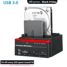 Hubs USB 3.0 HDD Docking Station For 2.5 3.5 Inch SATA IDE Adapter Hard Drive Disc SSD Solid State Drives With Card Reader USB Hub