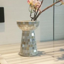 Vases Light Color Mosaic Wine Bottle Glass Vase Modern Home Guest Restaurant Decoration Furnishings Countertop