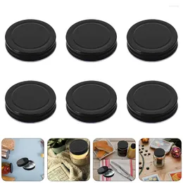 Dinnerware 16pcs Tinplate Mason Jar Lids Storage Covers Caps Canning (Black)