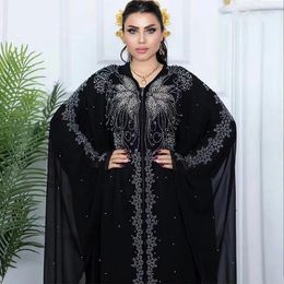 Ethnic Clothing Abayas Femme African Dresses For Women Diamond Hooded Traditional Loose Abaya Boubou Robe Party Evening Clothes