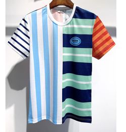 Highend summer fashion men039s Tshirt casual round neck vertical strip printing pattern loose shortsleeved shirt M3XL3665366