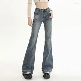 Women's Jeans High-waisted Fashion Y2K Streetwear Baggy Denim Pants Blue Design Vintage Flared Trousers