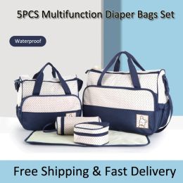 Bags 5pcs Baby Diaper Bag Suits for Mom Baby Bottle Holder Mother Mummy Stroller Maternity Nappy Bags Sets