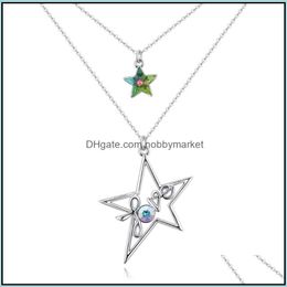 Pendant Necklaces Five-Pointed Star Love Letter Charm Pendants Statement Sweater Chokers Necklaces Austrian Crystal Clavicle Chains We Ot4Bj