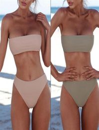 2018 Sexy Women Bikini Set Strapless Bandeau Pushup Bra Swimsuit Swimwear Bathing brazilian swimsuit WomenBikini sexy309m8331236