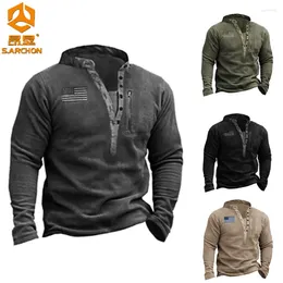 Men's Polos Men Tactical Tops Spring Autumn Warm Stand Collar Pullover Outdoor Hunting Outerwear Army Fans Military Training Shirts Male