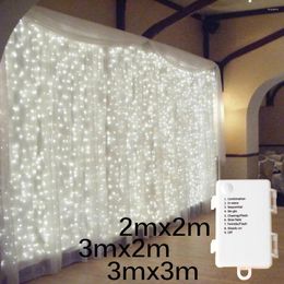 Strings Led Icicle Curtain Battery Box String Light Fairy Christmas Garland Year Wedding Home Room Patio Party Decor