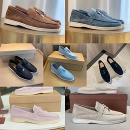 2024 Designer Summer Charms Walk Shoes loafers Women casual shoes Men Suede Calf Skin Muller shoes Brand classic Walking Flats Loro Pianos women men loro pianaaly