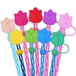 9 Colours flowers straw toppers 10mm PVC soft beautiful flowers straw cap dust plug happy gift