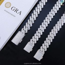 Hot-sale 3row Vvs Diamond Cuban Chain Real 925 Silver Gold Plated Fine Jewellery Necklaces Bracelet with Gra Moissanite Hiphop