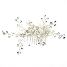 Headpieces Handmade Pearl Hair Comb Headpiece Woman Elegant Alloy Barrette For Stage Performance Wear