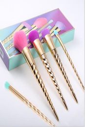 makeup brushes sets cosmetics 5 bright Colour rose gold Spiral shank unicorn screw makeup tools8617683