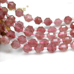 Loose Gemstones Natural Faceted Strawberry Quartz Diamond Shape Round Gemstone Beads For Jewellery Making Diy Bracelet 6/8/10mm
