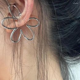 Backs Earrings 1PC Fashion Cool Metal No Pierced Flower Ear Clip Cuff Geometric Creative Silver Colour Jewellery Gifts For Girls