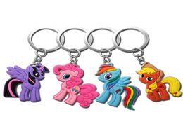 MOQ10PCS My Little Horse Metal Key Chains Cute Cartoon Soft Key Ring PVC Anime Figure Keychain Car Key Holder Fashion Accessories6495810