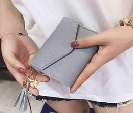 High Quality Embossed Leather Women039s Wallet Tassel Decor Short Wallets for Women Trendy Solid Colour Coin Purse Card Holder 28420410