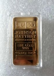 5pcs The Non magnetic Johnson Matthey gift JM silver gold plated bullion souvenir coin bar with different laser serial number9765039