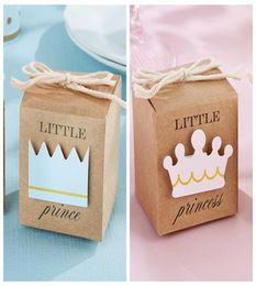 Baby Shower Favors of Little Prince Kraft Favor Boxes For baby birthday Party Gift box and baby Decoration Gift 100pcslot sh4056540