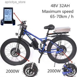 Bikes Ectric Bicyc for Men Fat Bicyc Front and Rear Doub Drive Outdoor Mountain Bike 4.0 Fat Tire E-Bike 32Ah 2000W * 2 L48