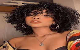 Synthetic Wigs 12 Inch Short Curly Wig With Bangs For Black Women Afro Kinky7468425