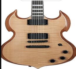 Rare Wylde Audio Barbarian Natural Flame Maple Top SG Electric Guitar Large Block Inlay Black Hardware Grover Tuners 3 Knobs6026340