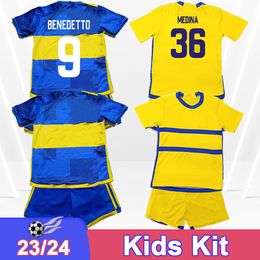 23 24 Boca Juniors Kids Kit Soccer Jerseys OSCAR FERNANDEZ RAMIREZ GONZALEZ PAYERO Home Away Child Football Shirts Short Sleeve Uniforms