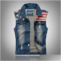 Men'S Vests Cotton Jeans Sleeveless Jacket Men Plus Size 5Xl Dark Blue Denim Vest Cowboy Mens Jackets 240113 Drop Delivery Apparel Clo Dhetz