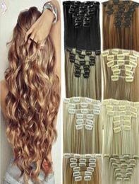 16quot32quot Brazilian Remy Human hair Clips inon Human Hair Extension 7pcs set Full Head FZP359405977