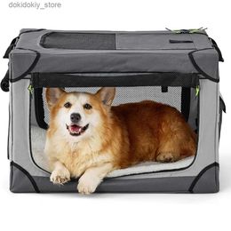 Cat Carriers Crates Houses Portable travel do cae suitable for both indoor and outdoor use with oversized dos 4-door foldable pet kennel L49