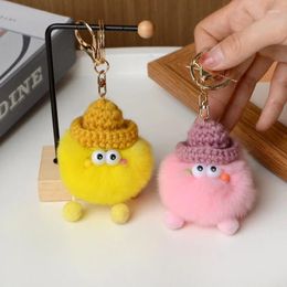 Keychains Cute Furry Elf Keychain Women Rex Hair Car Key Chain Bag Backpack Decorative Pendant Fashion Pom Animal Fur Keyring