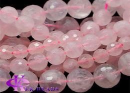 Discount Whole Natural Genuine Rose Quartz PInk Crystal Faceted Round Loose Stone Beads 318mm DIY Necklaces Bracelets 155qu2940948