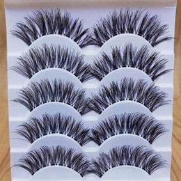 False Eyelashes 5 Pairs Makeup Handmade Natural Long Volume Lashes Extensions Fake Set