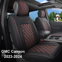 Seat Covers Full Set Durable Waterproof Leather for Pickup Truck Fit for GMC Canyon 2023-2024 Rhombus Texture