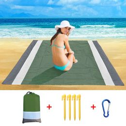 200*210cm Portable No Sand Beach Mat Outdoor Travel Camping Beach Towel Home Decor Rugs Pocket Foldable Picnic Blanket 240415
