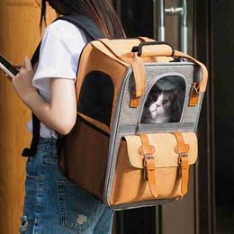 Cat Carriers Crates Houses New Pet Backpack Cat Portable Foldable Breathable Pet Carrier Out Do Ba Shoulder Ba Lare Capacity Cat Transport L49