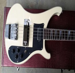 Custom 4 Strings 4003 Cream White Electric Bass Guitar Checkerboard Body Binding Pearl Triangle Inlay Chrome Hardware Black Pic7597234