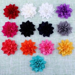 Decorative Flowers 10pcs/lot 9cm Artificial Lotus Hair Chic Fabric Lace Trim Patch Applique Wedding