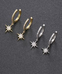 Elegant Trendy Gold Silver Eight Star Small Hoop Earrings Pave Silver Crystal Star Drop Earrings For Women Wedding Jewellery Gifts W6836758