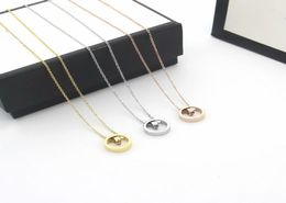 Europe America Fashion Women Lady Titanium steel 18K Plated Gold Necklaces With Engrave G Letter Double Circles Pendants7712700