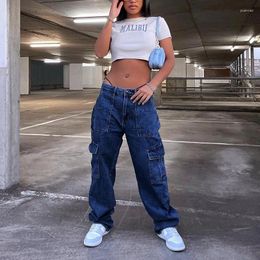 Women's Jeans Baggy Women Pockets High Waist Mom Straight Pants Denim Autumn 2024 Casual Long Streetwear Slim Fit Trousers Capris