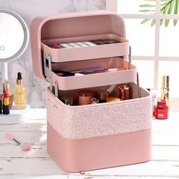 Cosmetic Bags Multi Functional Makeup Bag Large Capacity Box Skincare Products Dust Proof Storage Coloured