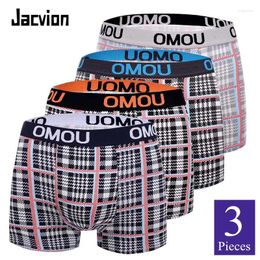 Underpants Jacvion 3 Pieces/Set Big Size Men Underwear Boxer 3XL Male Boxers Shorts Elastic Waistband Design Panties Short