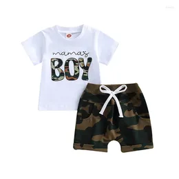 Clothing Sets Baby Boys Shorts Set Short Sleeve Letters Print T-shirt With Camouflage Summer Outfit