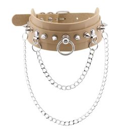 Harajuku Spike Rivet Choker Gothic PU Leather Chain Necklace Women Collar Anime Necklace Rock Statement Rave Jewelry1635773